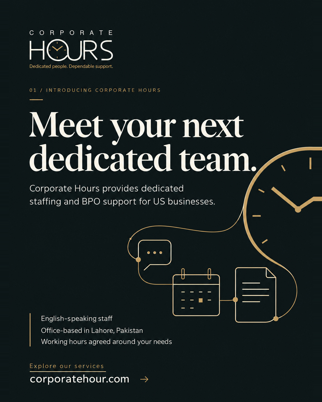 Corporate Hours introduction: dedicated staffing and BPO support for US businesses.